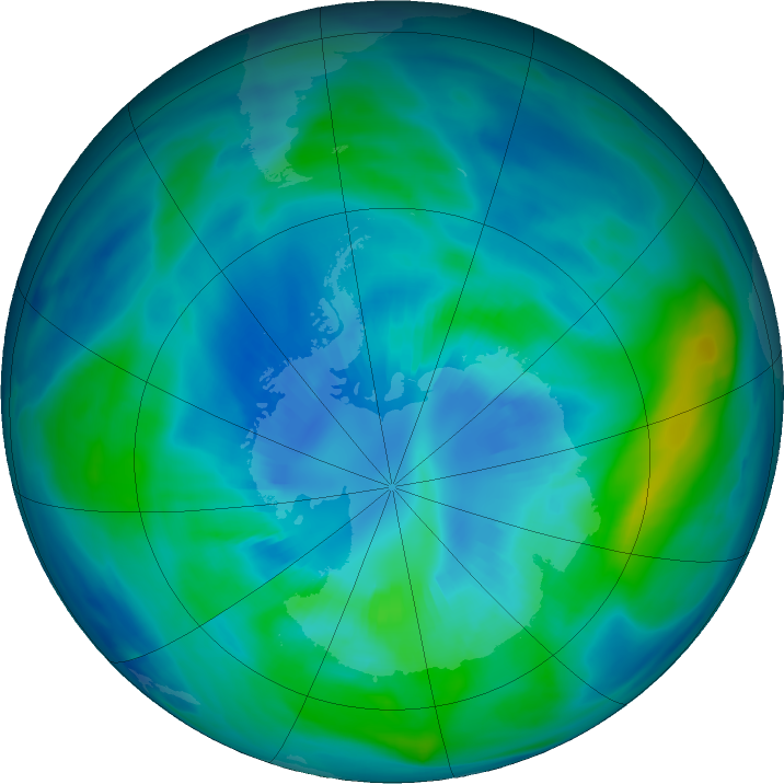 Antarctic ozone map for 05 April 2017